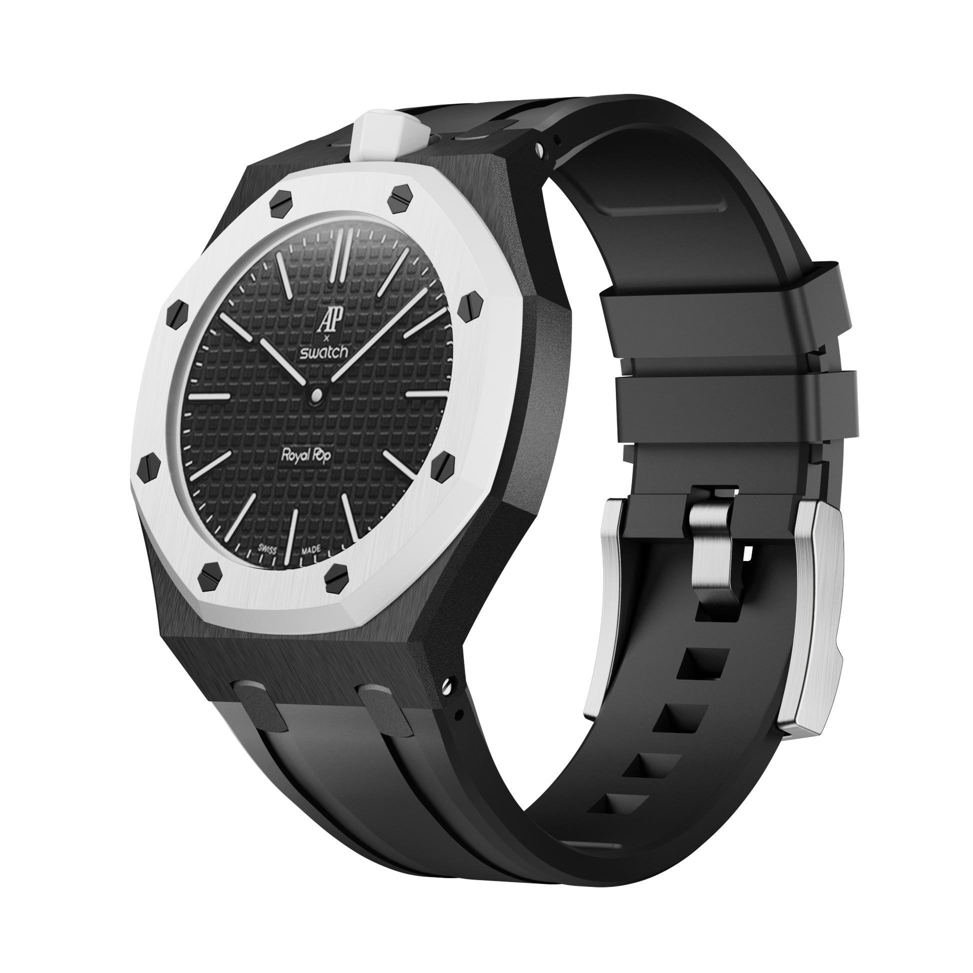 Graphite Noir silicon watch strap wrist adapter black colorway front view
