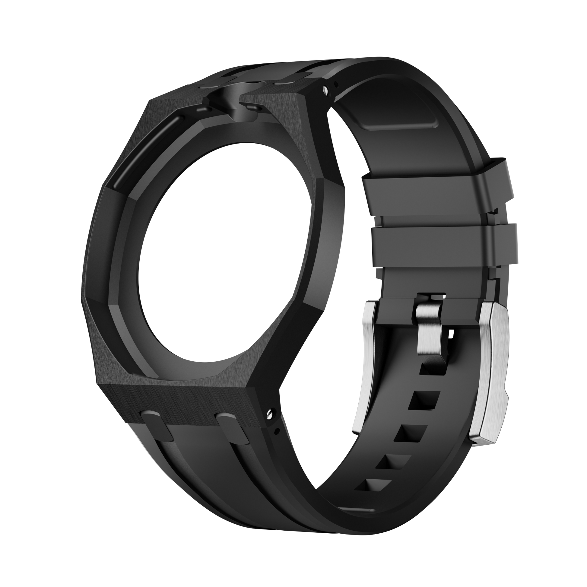 Graphite Noir silicon watch strap wrist adapter black colorway side view