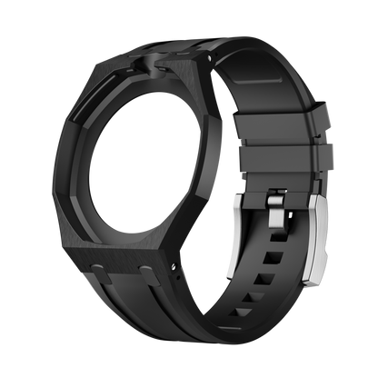 Graphite Noir silicon watch strap wrist adapter black colorway side view