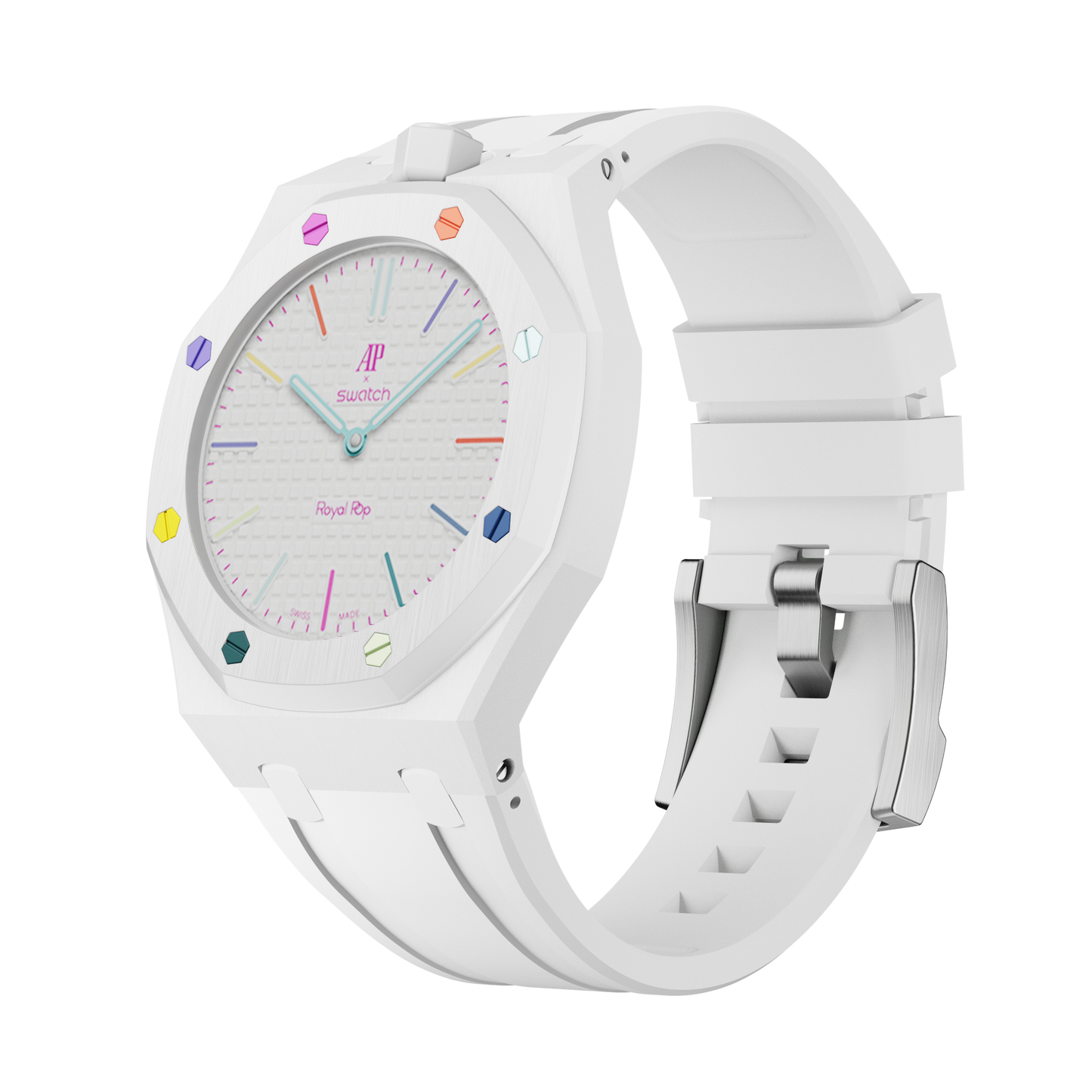 Arctic White silicon watch strap wrist adapter white colorway front view
