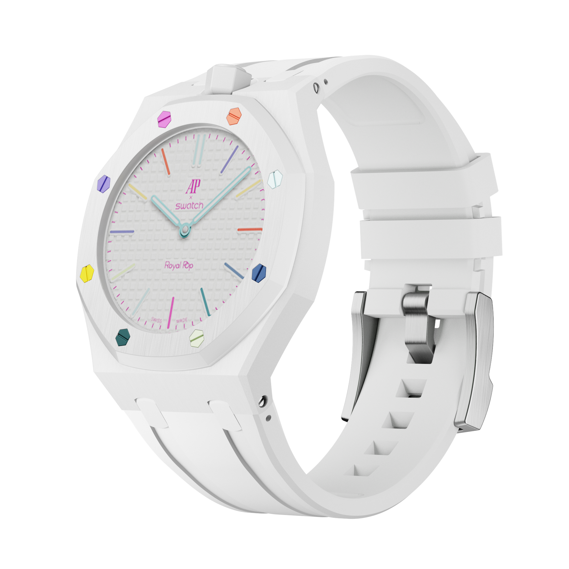 Arctic White silicon watch strap wrist adapter white colorway front view