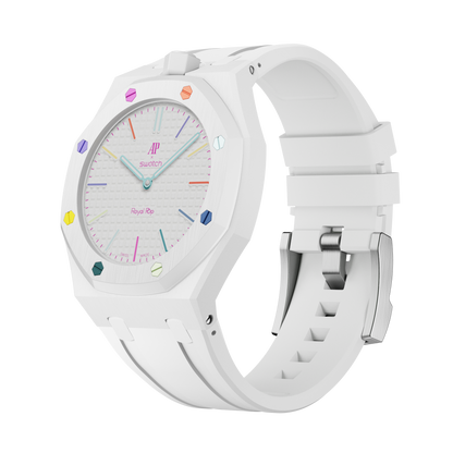 Arctic White silicon watch strap wrist adapter white colorway front view