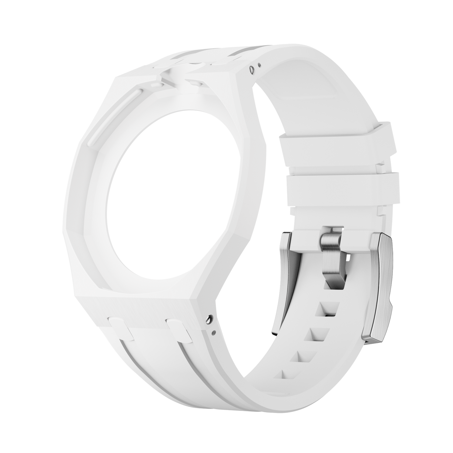 Arctic White silicon watch strap wrist adapter white colorway side view