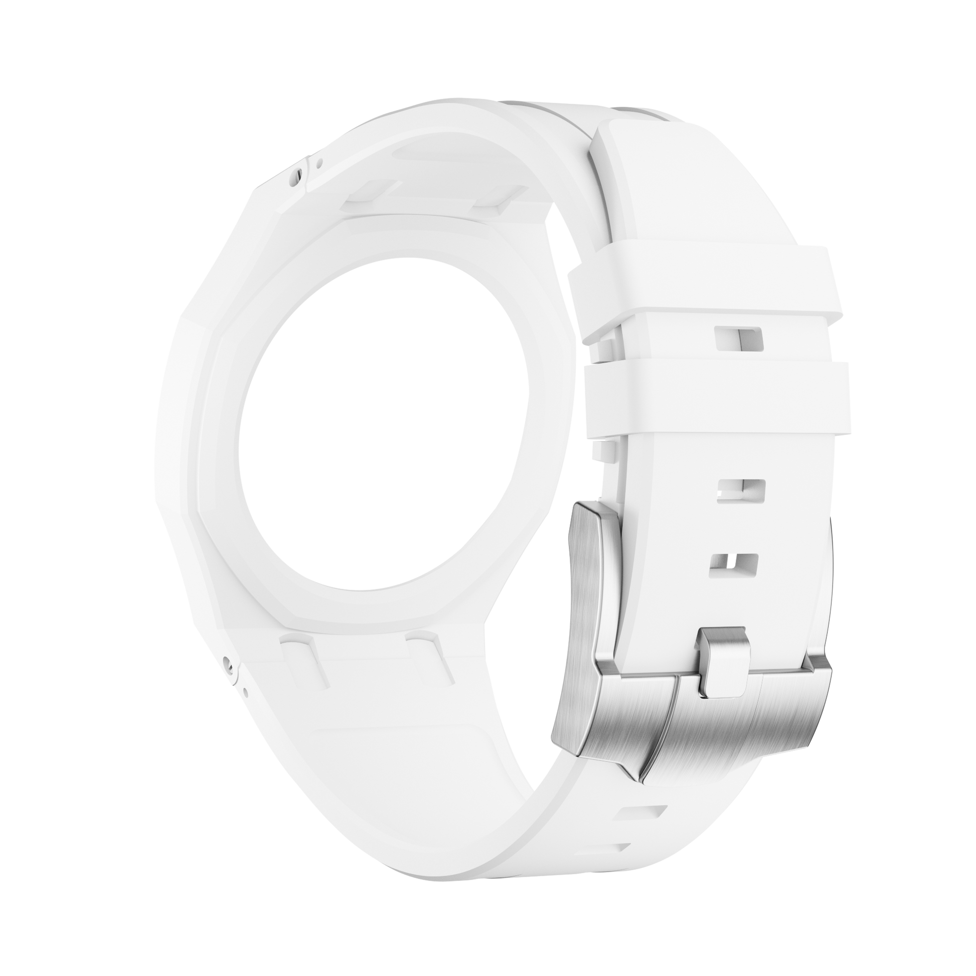 Arctic White silicon watch strap wrist adapter white colorway detail view