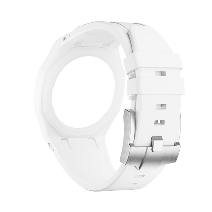 Arctic White silicon watch strap wrist adapter white colorway detail view