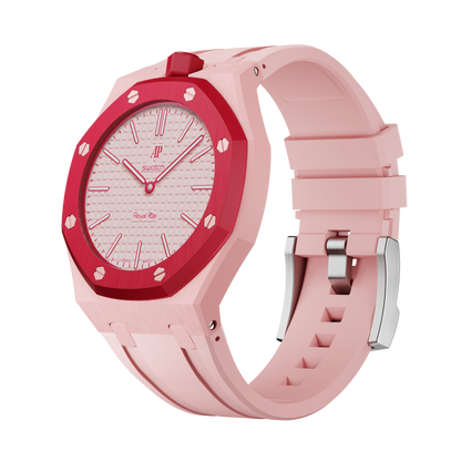 Rosa Roja silicon watch strap wrist adapter pink colorway side view