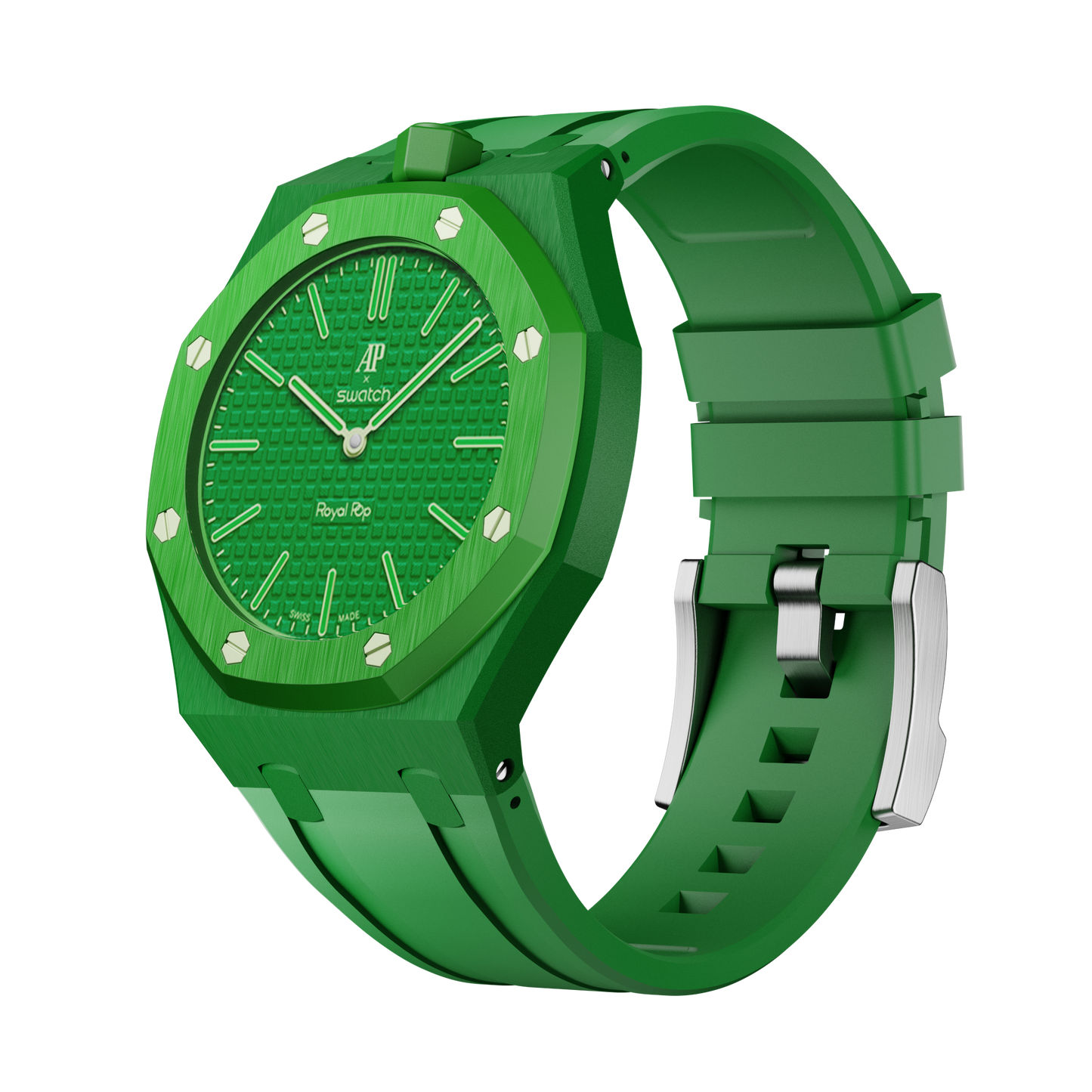 Verde silicon watch strap wrist adapter green colorway front view