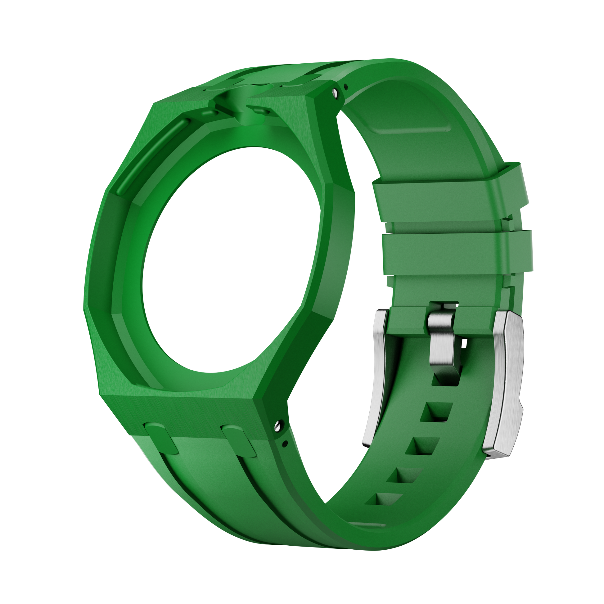 Verde silicon watch strap wrist adapter green colorway side view