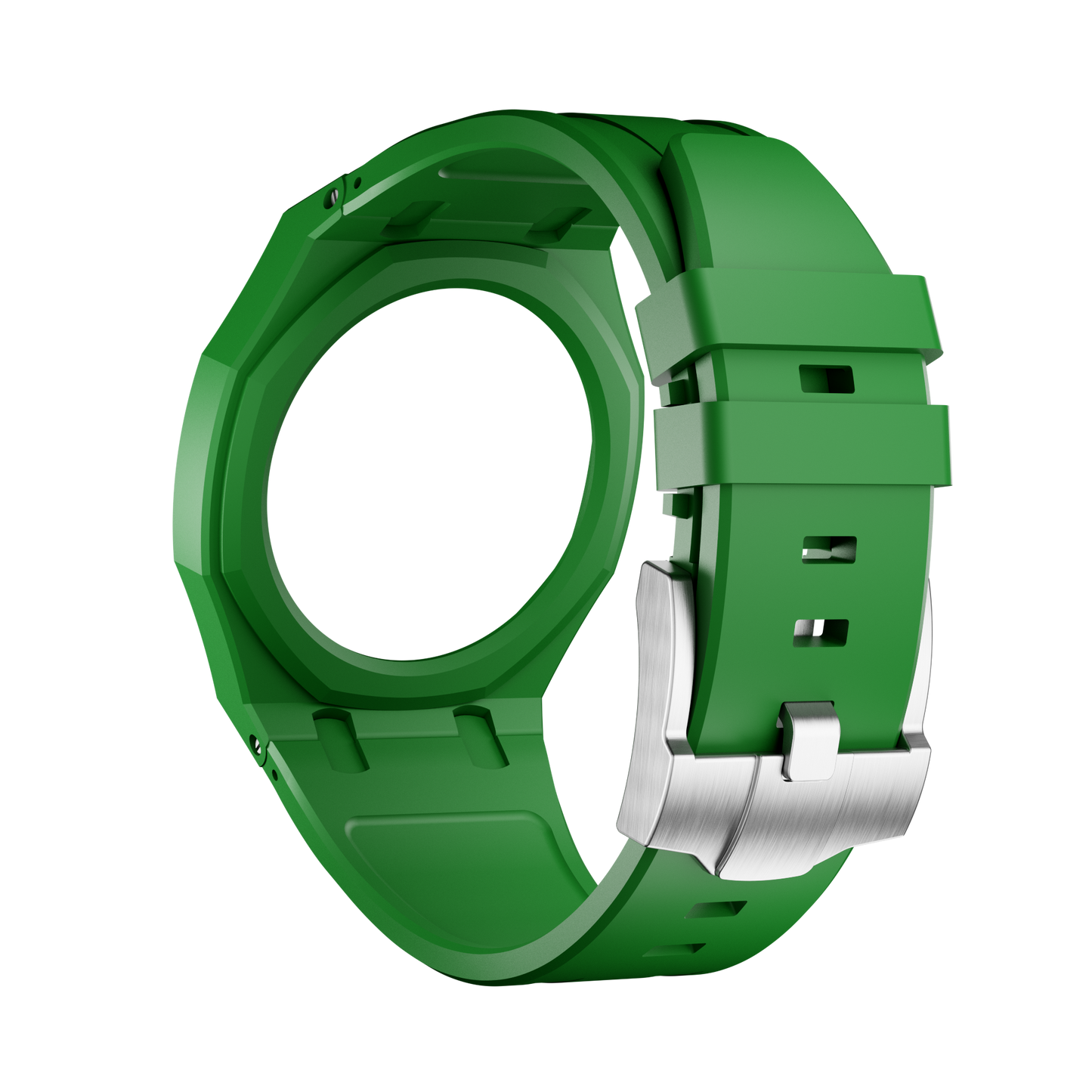 Verde silicon watch strap wrist adapter green colorway detail view