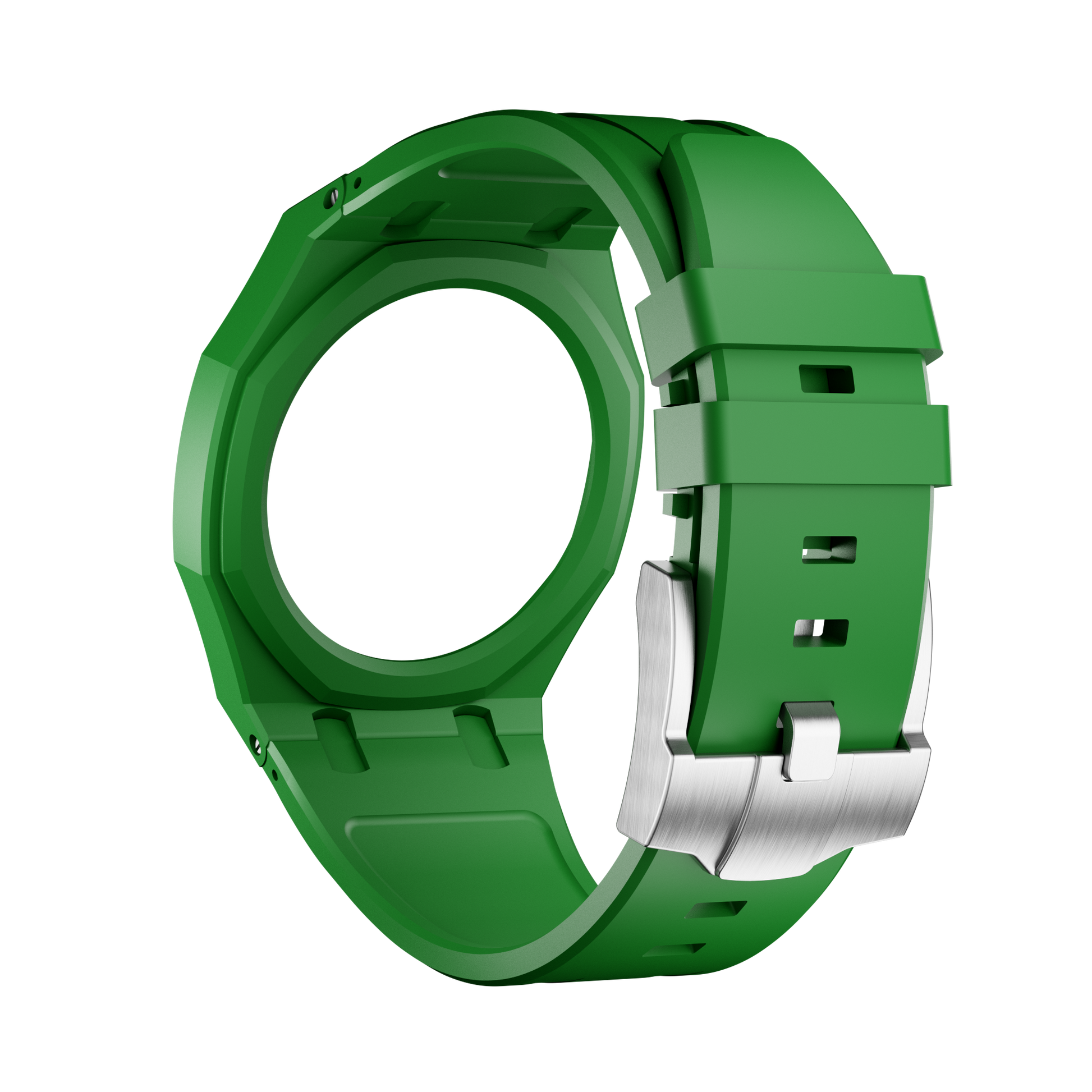 Verde silicon watch strap wrist adapter green colorway detail view