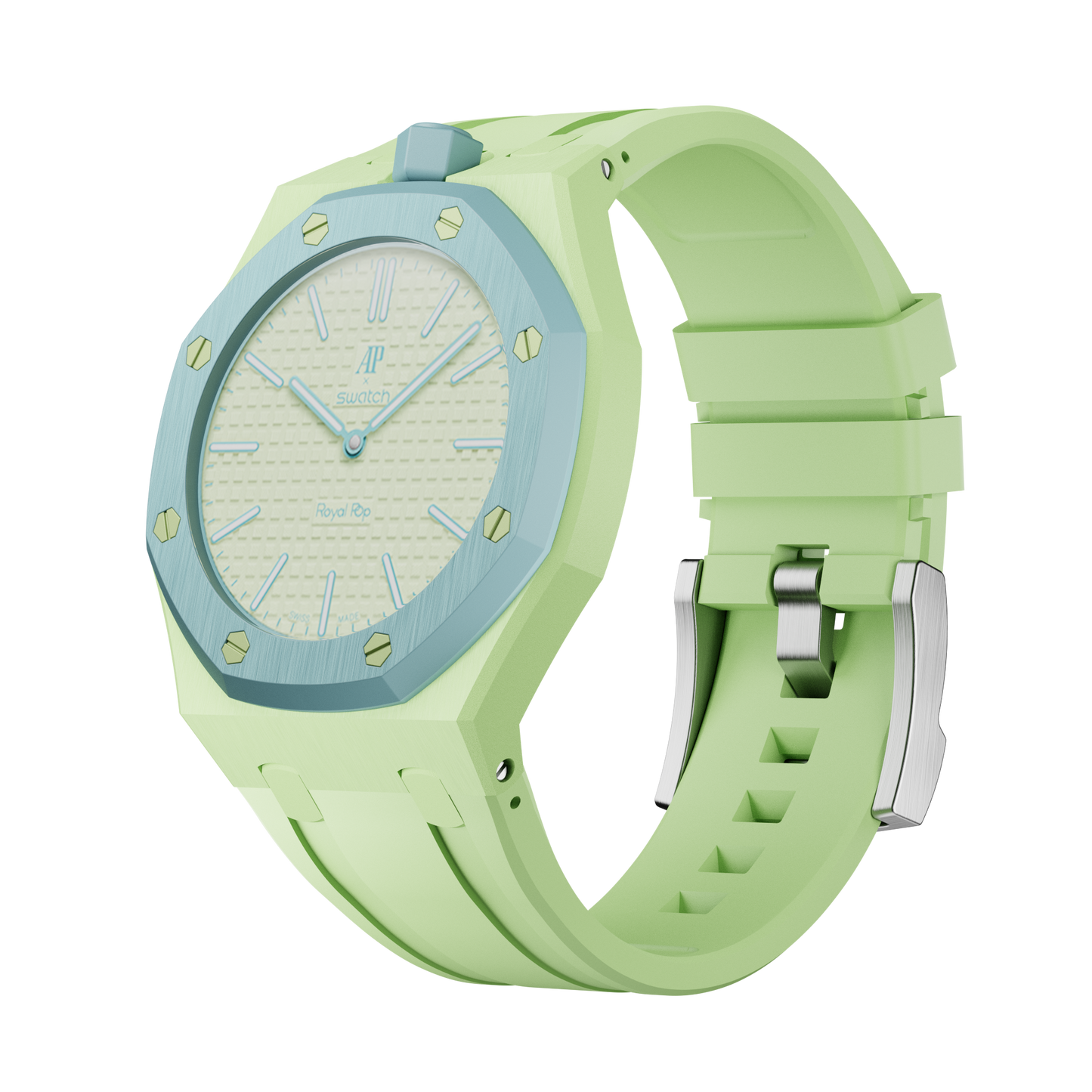 Vert Citron silicon watch strap wrist adapter lime green colorway front view