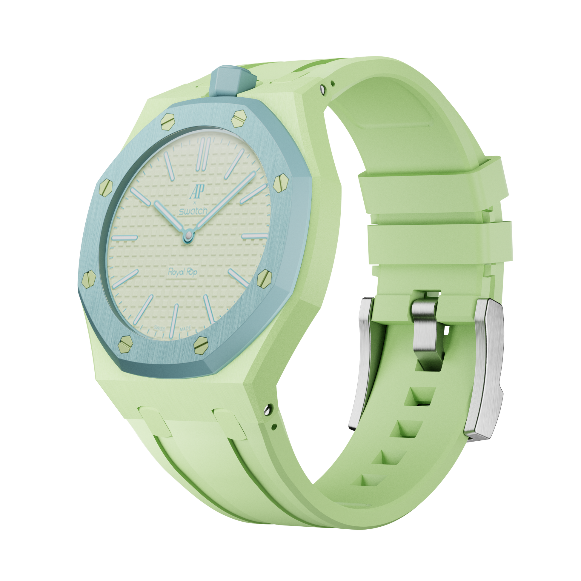 Vert Citron silicon watch strap wrist adapter lime green colorway front view
