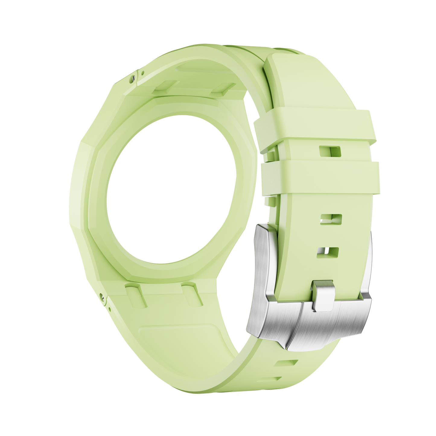 Vert Citron silicon watch strap wrist adapter light green colorway detail view