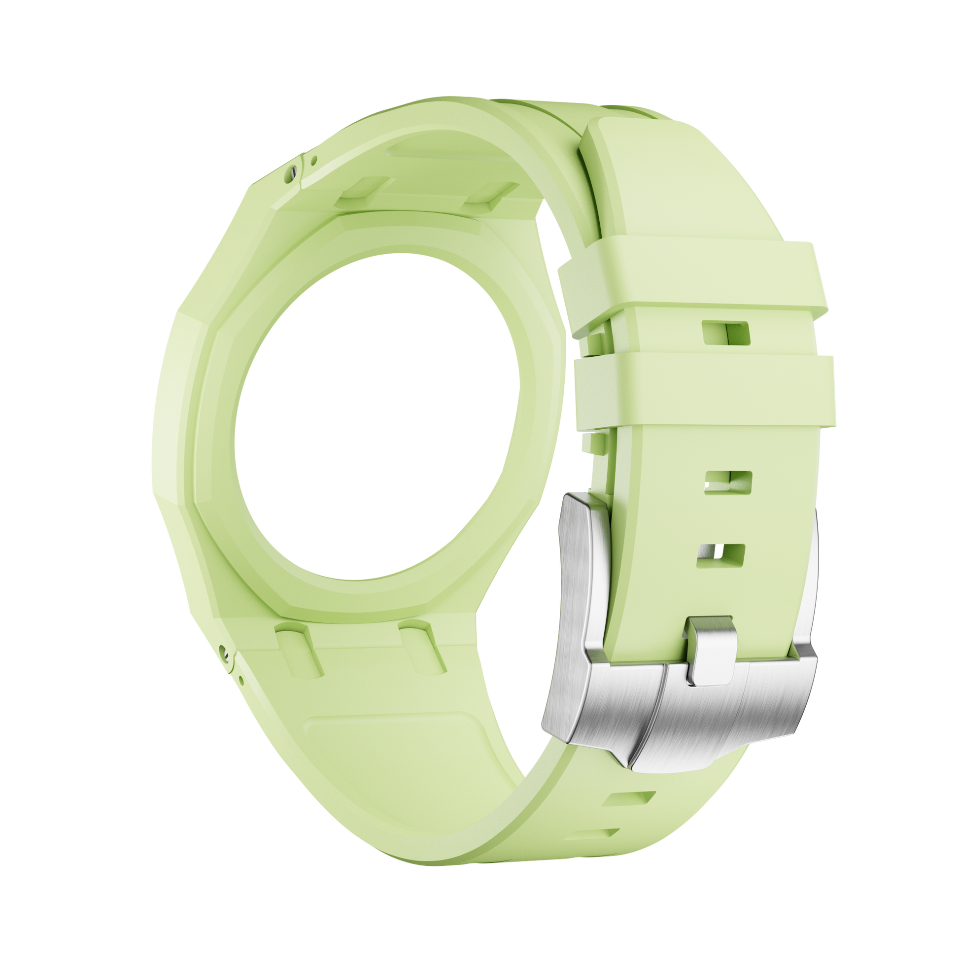 Vert Citron silicon watch strap wrist adapter light green colorway detail view