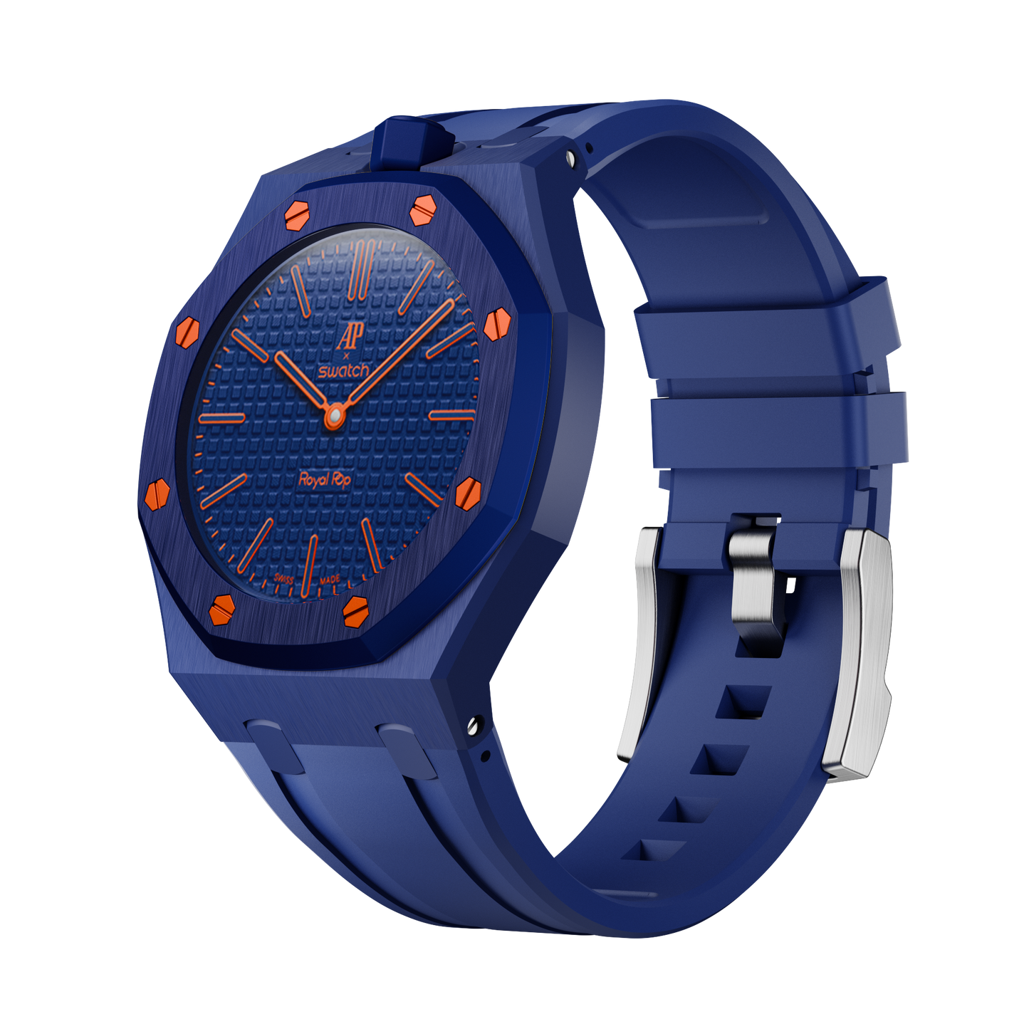 Midnight Navy silicon watch strap wrist adapter navy blue colorway front view