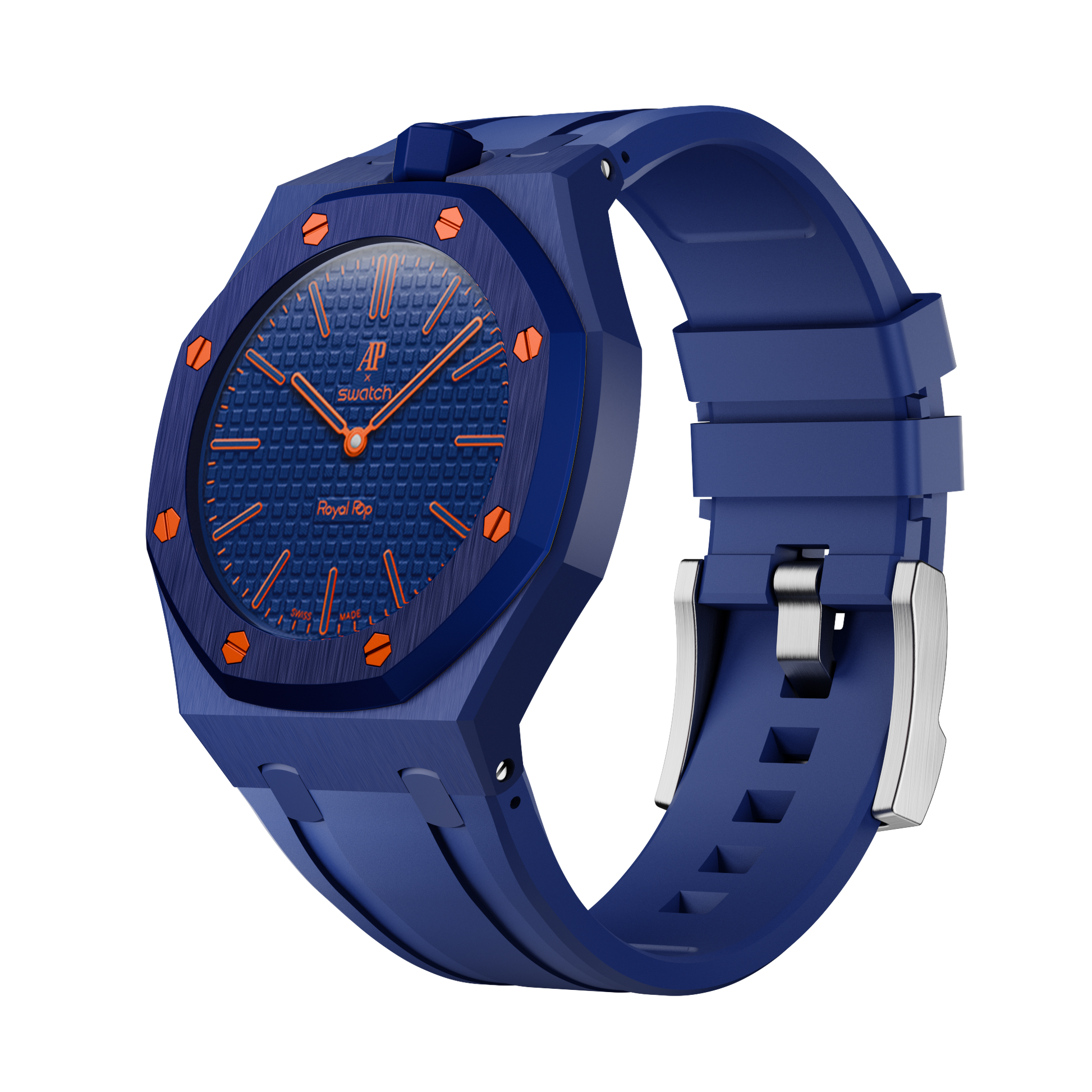 Midnight Navy silicon watch strap wrist adapter navy blue colorway front view