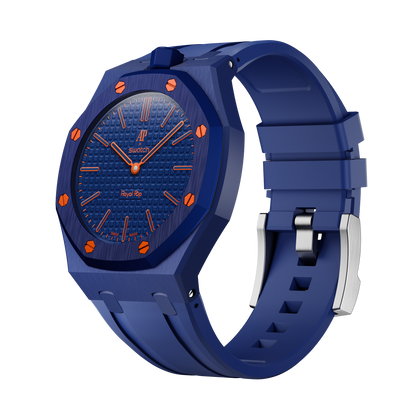 Midnight Navy silicon watch strap wrist adapter navy blue colorway front view