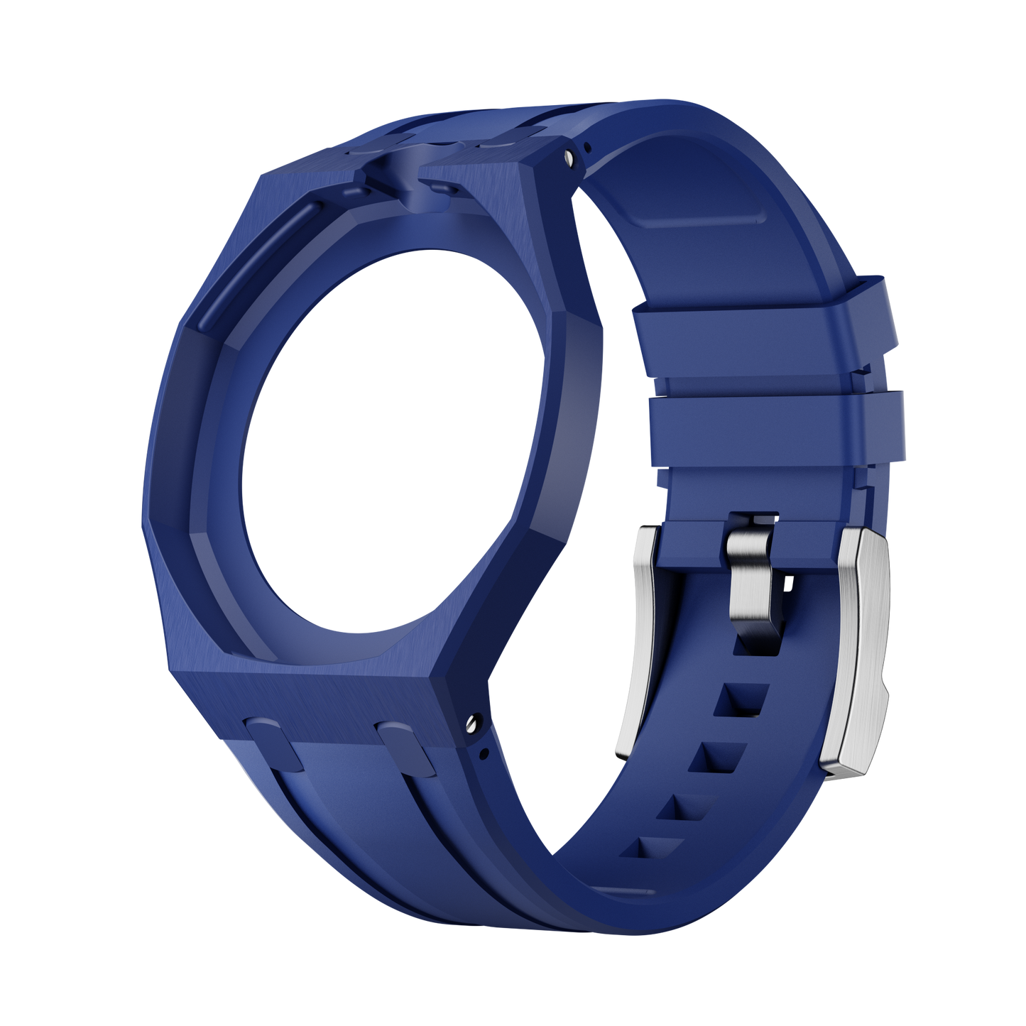 Midnight Navy silicon watch strap wrist adapter navy blue colorway side view