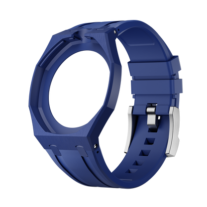 Midnight Navy silicon watch strap wrist adapter navy blue colorway side view