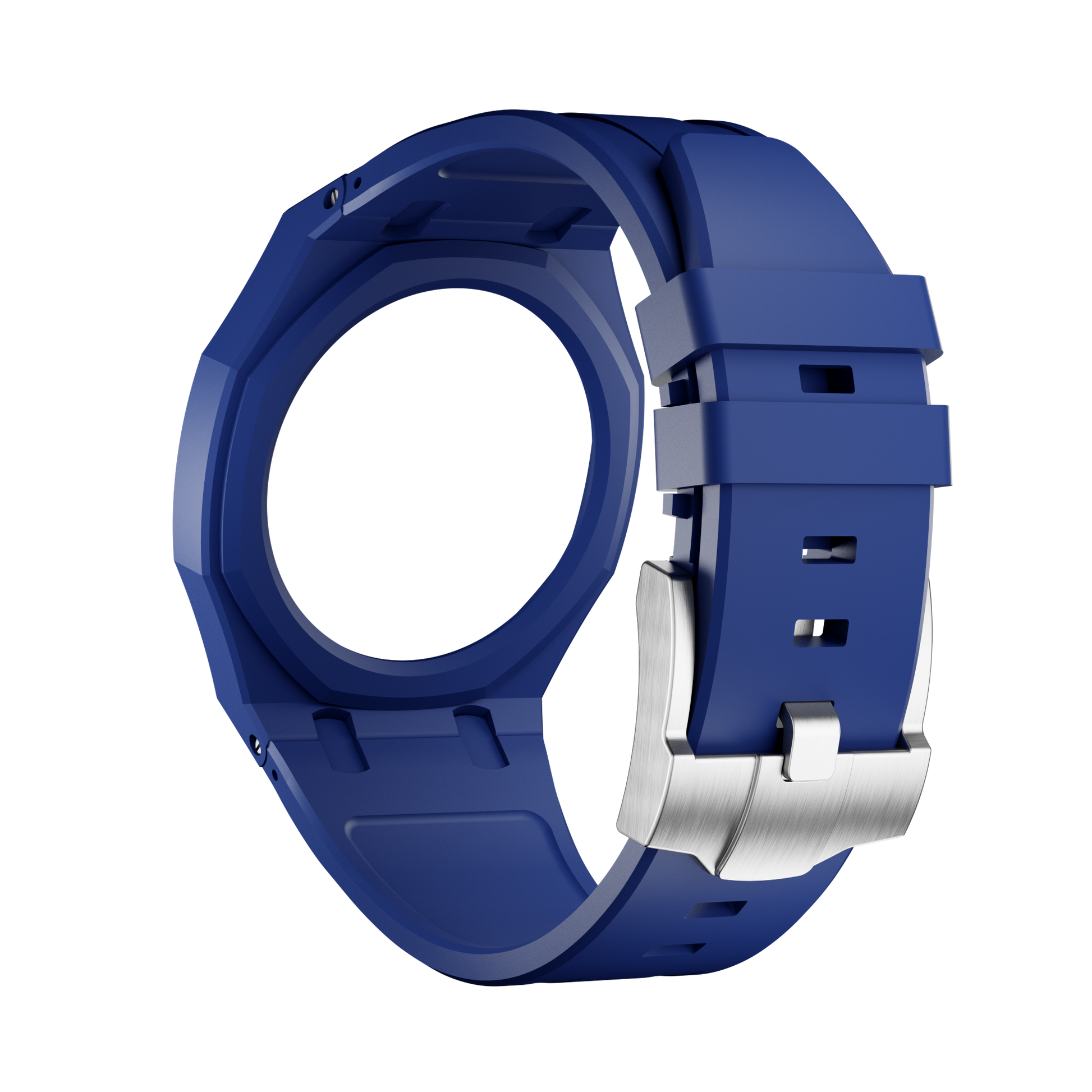Midnight Navy silicon watch strap wrist adapter navy blue colorway detail view
