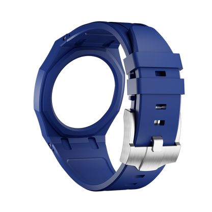 Midnight Navy silicon watch strap wrist adapter navy blue colorway detail view