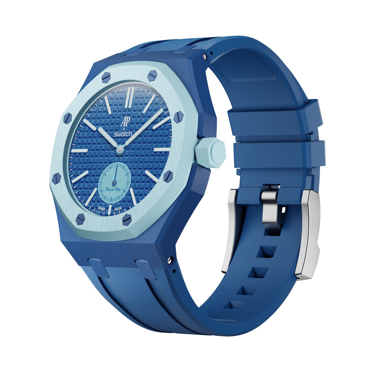 LAN BA silicon watch strap wrist adapter light blue colorway front view
