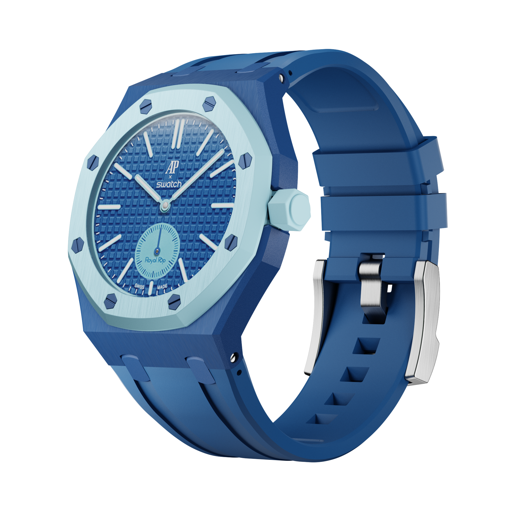 LAN BA silicon watch strap wrist adapter light blue colorway front view