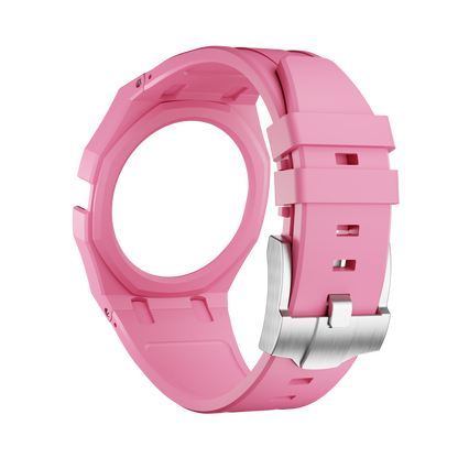 OTG Roz silicon watch strap wrist adapter pink yellow colorway detail view